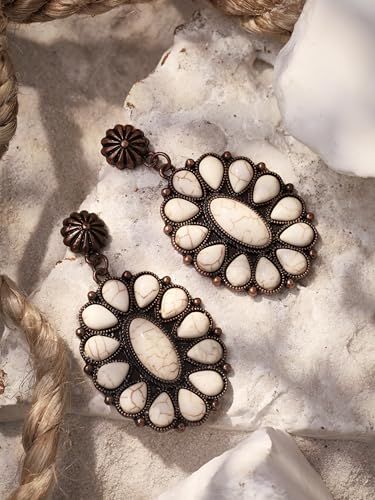 MINACHI Vintage Bohemian Created White Turquoise Dangle Drop Earrings, Boho Summer Jewelry Gift for Women (4)2