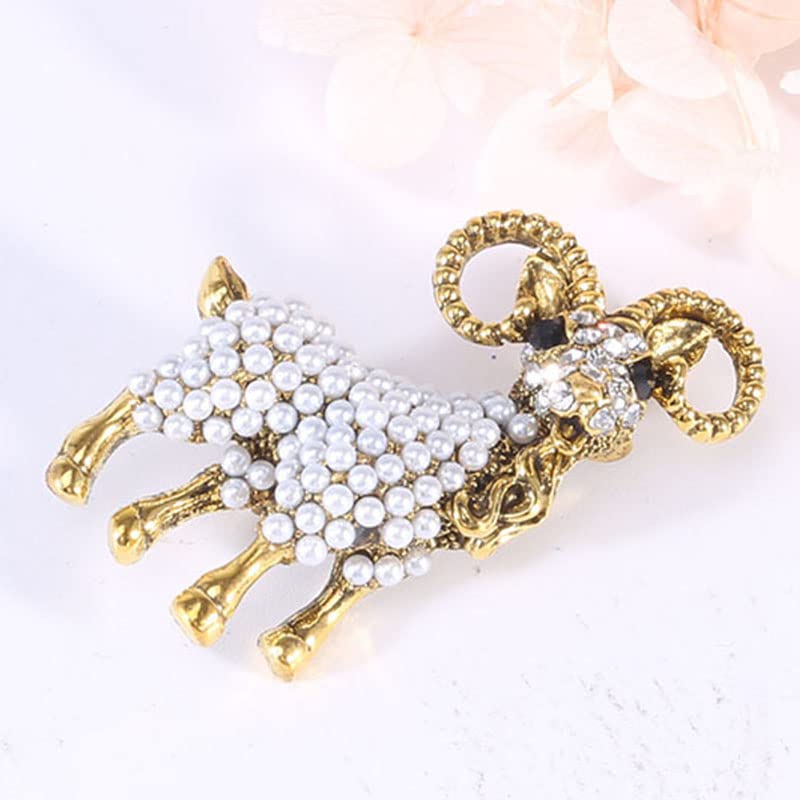 Image of Opexicos 2Pcs Fashion Alloy Pearl Goat Brooch Cute Animal Brooches Clothing Accessories Children's Holiday Gift