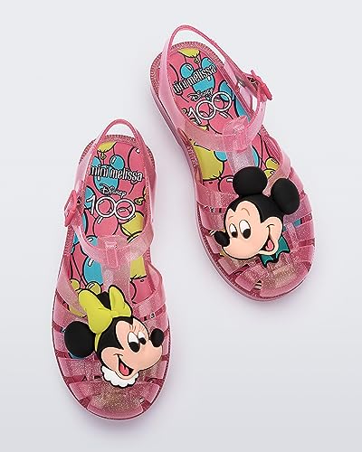 mini melissa Possession Disney Jelly Shoe for Kids - Iconic 90s Original Jelly Shoe Featuring Mickey and Minnie Mouse Applique, Transparent Fisherman Sandal for Kids2