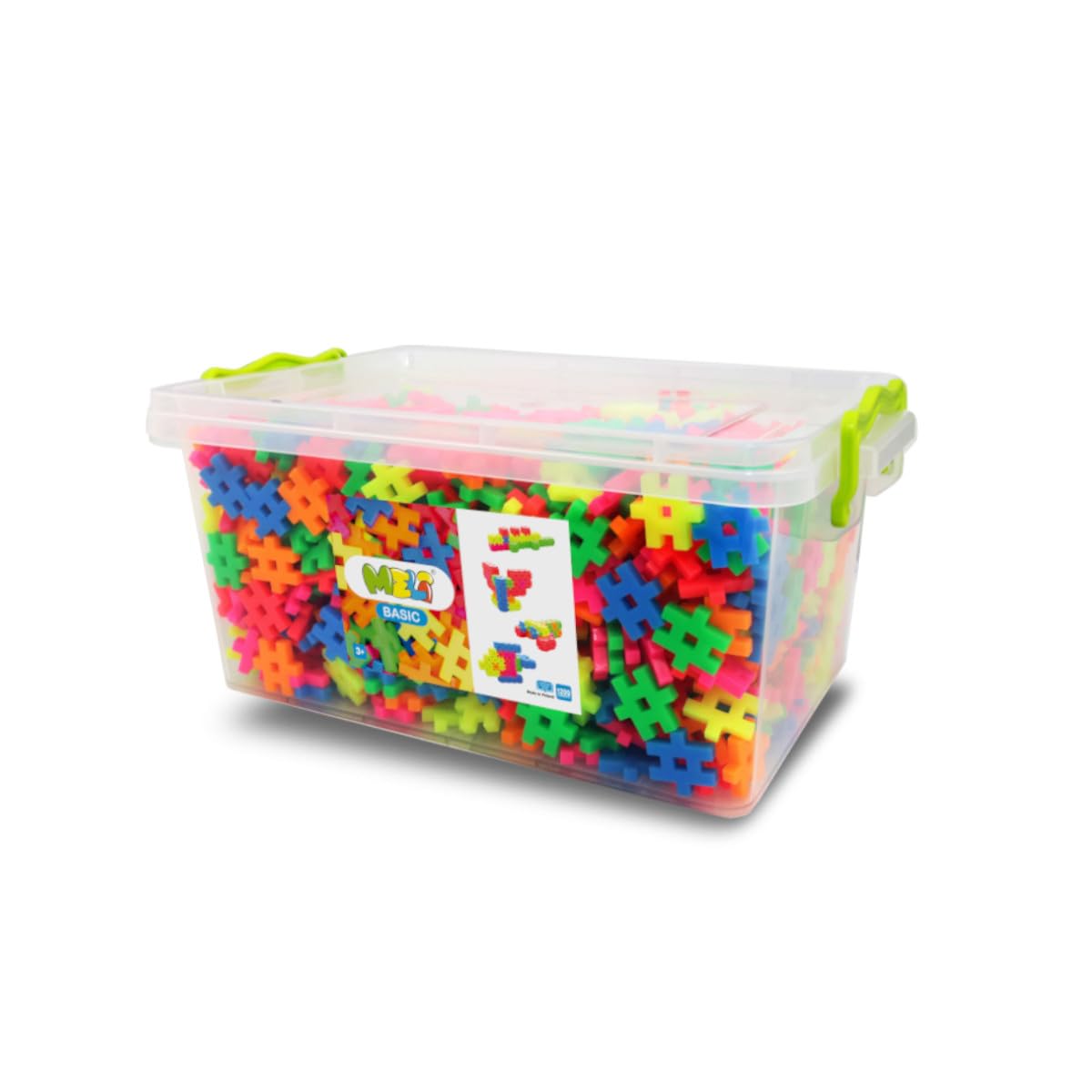 Meli Juego de bloques de construcción básicos de neón de 1200 piezas, juguete educativo para niños a partir de 3 años, colores neón brillantes, promueve la creatividad y la motricidad fina, con caja