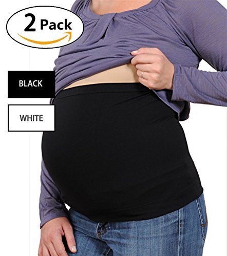 Womens Maternity Belly Band Silicone Stretch Pregnancy Support Belly Belt Bands (one size, pink & grey)