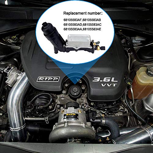 Oner Engine Oil Cooler And Oil Filter Housing Adapter Assembly,Fit For 2014-2017 Chrysler 200/300 Dodge Jeep Ram 3.6L V6 Engine,Replaces# 68105583Aa, 68105583Ac, 68105583Ad, 68105583A，68105583Af #TOP2