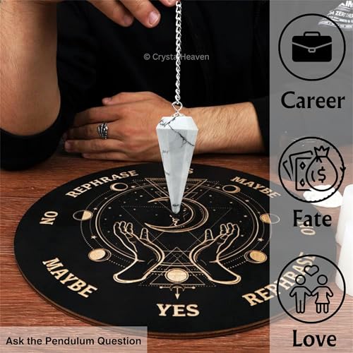 Image of Howlite Pendulum Dowsing Tool - Natural Crystal Pendulum for Spiritual Guidance - Premium Dowser Pendulum for Accurate Divination and Energy Healing - Perfect for Energy Healing and Chakra Balancing - Handcrafted with Precision and Elegance