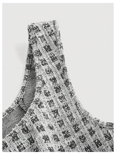 Image of Floerns Women's Plaid Tweed Dress Sleeveless Square Neck Elegant Work Mini Dress