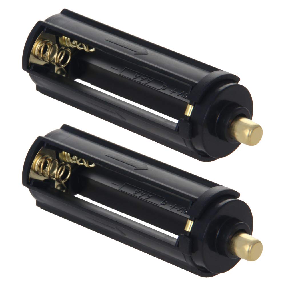 Fielect 2Pcs AAA Battery Holder Adapter Black Cylindrical Battery Storage Case Holder for AAA Batteries Flashlight Torch
