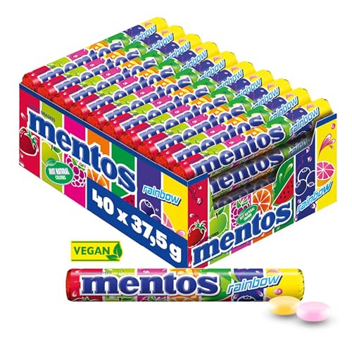 Mentos Rouleaux Rainbow bonbons tendres aux fruits boîte de 40
