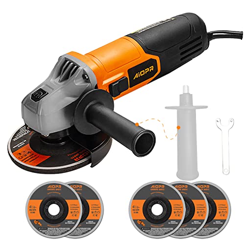 Meuleuse d'angle Filaire AIOPR 12000 trs/min, 115mm meuleuses électriques avec Poignée Supplémentaire Outil de le Meulage Découpage