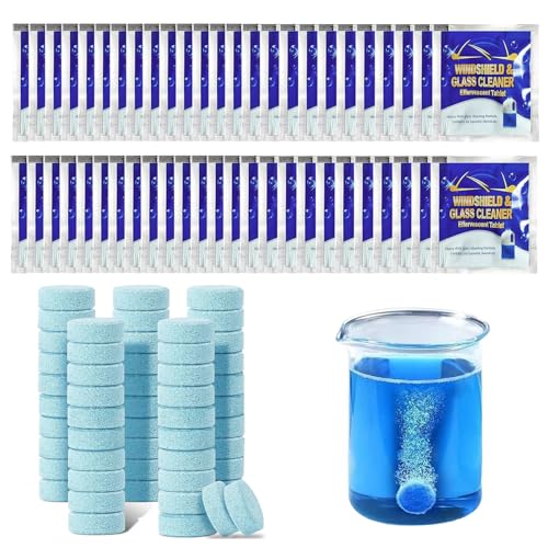Bomxmon - 50 Pieces Car Screenwash Tablets, Concentrated Solid Windscreen Washer Tablets, Screenwash Tablet for Car Windshield Glass Cleaning - -20%