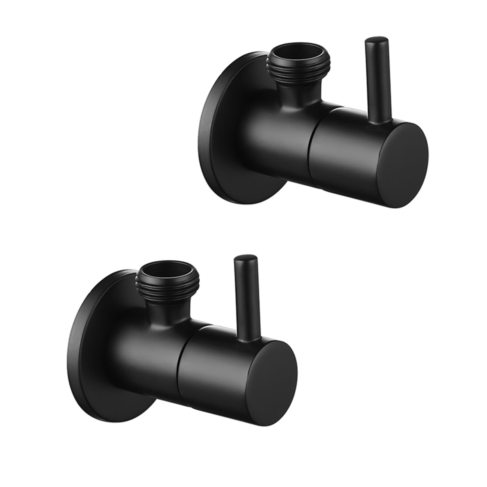 Rubinetto angolare Nero Opaco, Raccordo di Ingresso Acqua e Rubinetto Rotondo intercettazione, Attacco G1/2", Accessori for Bagno Cucina(Black 4 Pieces)