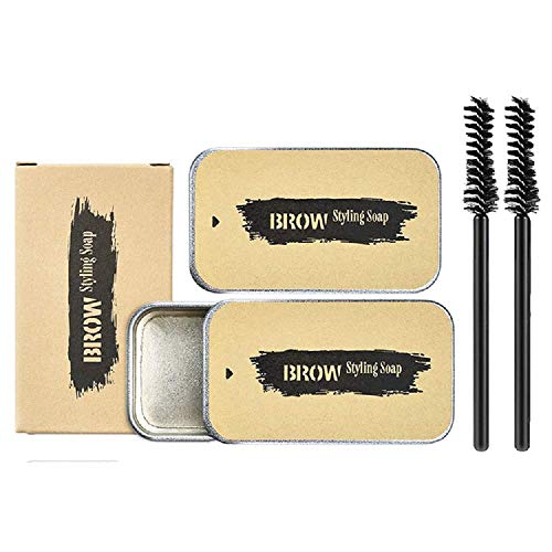 Soap Brows,Eyebrow Soap,Eyebrow Pomade,Brows Styling Soap,3D Feathery Brows Makeup Balm,Long Lasting Waterproof Smudge Proof Eyebrow Styling Pomade for Natural Brows(2Pcs)