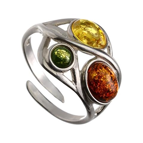 Baltic Amber Sterling Silver Adjustable Ring "Magdalena" Cover