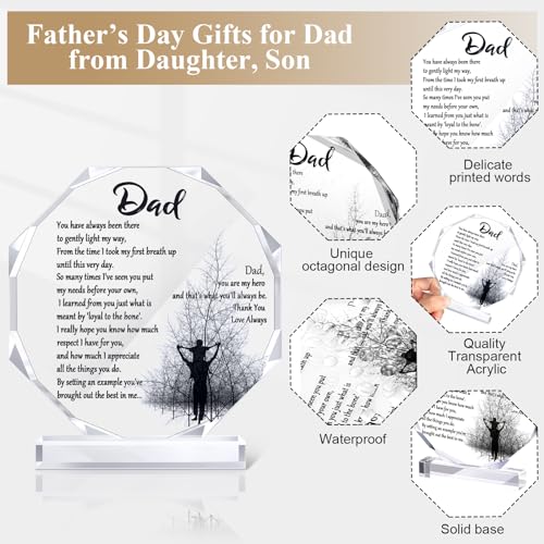 Image of Yookeer Dad Appreciation Gift Acrylic Plaque Blessed Wish Papa Birthday Table Centerpiece from Son Daughter Wife for Father 50th 60th 70th 80th Birthday Thanksgiving Christmas Decor(Classic)