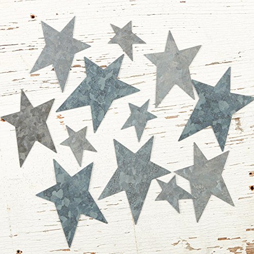 Factory Direct Craft Set of 48 Galvanized Tin Assorted Size Star Cutouts for Crafting, Creating and Embellishing | Assorted Size