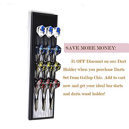 Gallop Chic Steel Tip Darts Set 22 Grams Professional - 12 Pcs Steel Tipped Darts for Dartboard, Aluminum Shafts, Standard Flights, 20 Grams Nickel Silver Metal Barrels and Pro Dart Sharpener