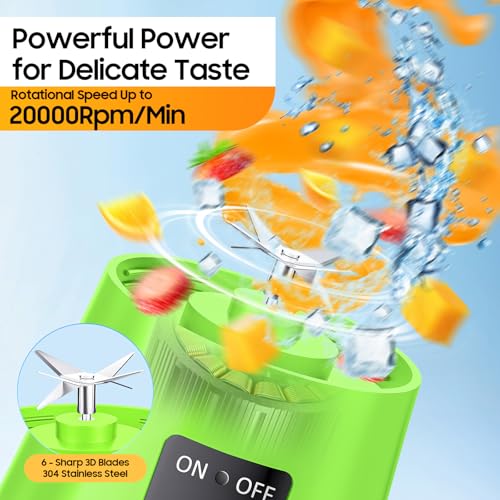 Image of Portable Blender for Shakes Smoothies - 13 Oz Mini Blender USB & Type-C Rechargeable, Powerful Blending Speed Convenient to Make Fresh Juice in Travel Sports