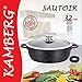 Kamberg - 0008042 - Olla Baja 32 cm - Aluminio Fundido - Revestimiento Piedra antiadherente - Tapa de Vidrio - Todos los incendios, incluida la inducción - Sin PFOA