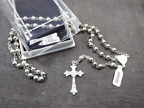 R Heaven - Plata esterlina sólida católicos oración rosario en caja de regalo de 18g