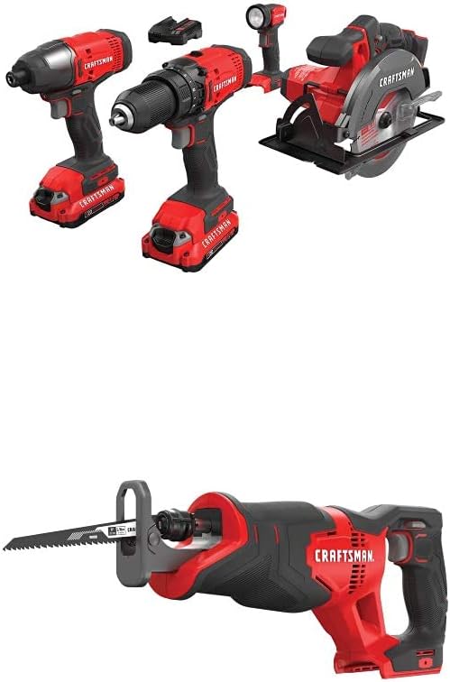 Cordless Drill Combo Kit, 4 Tools & Reciprocating Saw (CMCK401D2 & CMCS300B)
