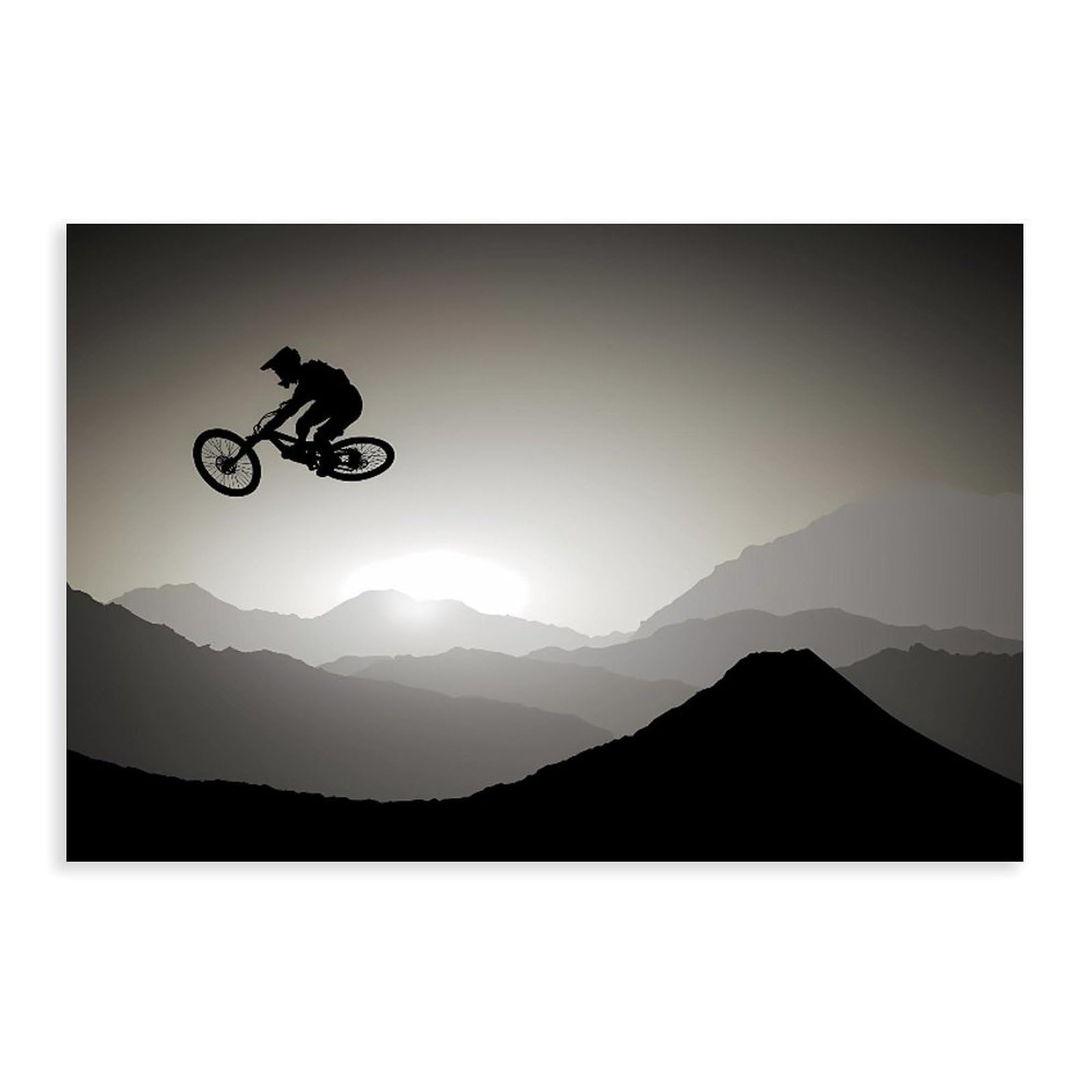 Qnvjqkdsi Unframe Downhill Mountainbiker Mtb Art Canvas Poster Bedroom Decor Landscape Office Room Decor Gift 20" L X 30" W