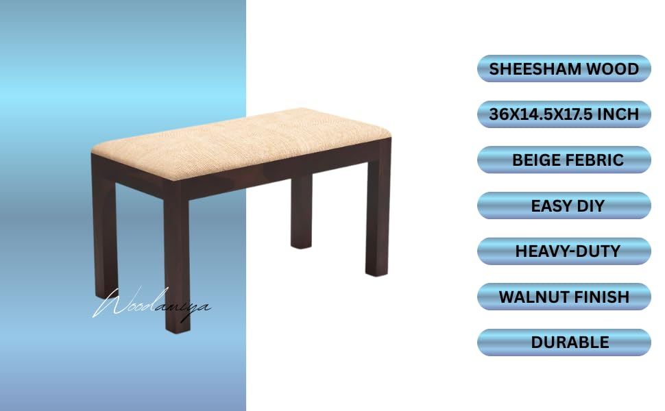 Image of 2 Seater Seating Bench for Home & Office l Daining Table Bench l Multipurpose Seating Bench for Indoor & Outdoor, Balcouny, Waiting Room Bench l Easy DIY l Walnut Finish l 36x14.5x17.5