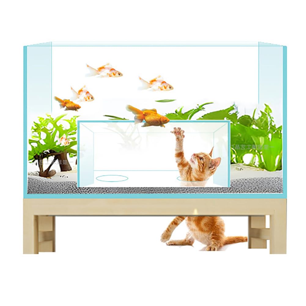 Acquario per Acquario da 27 Galloni Acquario di Pesce, Pavimento in Piedi Acquario in Vetro per Gatti, Serbatoio di Pesce in Vetro Ultra Bianco Tunnel, Acquario Deluxe per Gatto Depresso