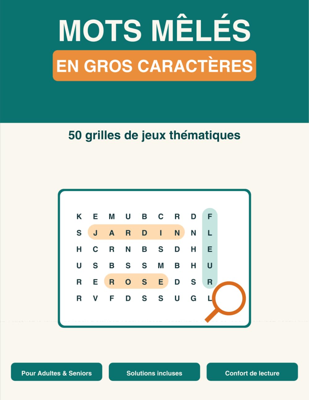 Mots Mêlés en Gros Caractères: 50 grilles de jeux thématiques pour adultes et seniors