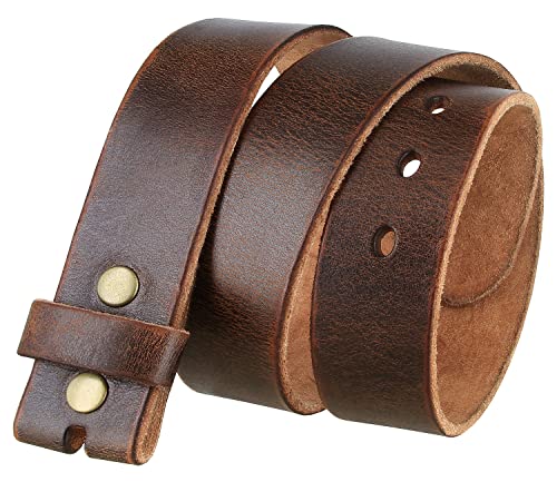3840002 B6670 Genuine Full Grain Vintage One-Piece Leather Replacement Belt Strap 1-1/2"(38mm) Wide3