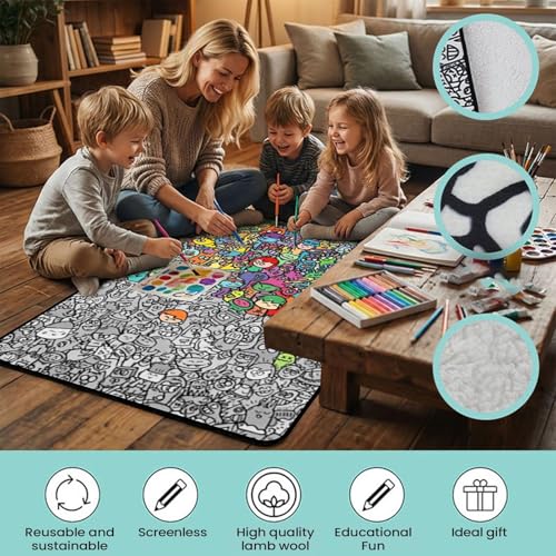 Couverture à colorier lavable pour canaliser l'énergie des enfants de manière calme - 5