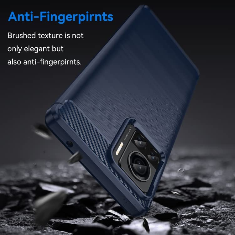 Image of NPRC Hybrid Ultra Slim Protective Case TPU Non-Slip Carbon Fiber Texture Shockproof Case Cover for Moto Edge 30 - Blue