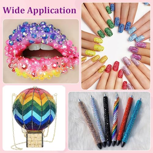 Image of 2 Boxes Jelly Rhinestones for Bedazzling, 40000Pcs 3 /4 /5mm Multicolor Flatback Resin Gems for Crafting, Bedazzler Kit with 3Pcs 10ml B7000 Jewelry Glue for DIY Crafts Tumblers Fabric Decor Nail Art