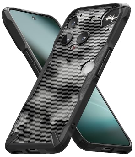 Image of Ringke Fusion-X Compatible with Nothing Phone (3) Case Back Cover Transparent Hard Back Soft Flexible TPU Bumper Scratch Resistant Shockproof Protection - Camo Black