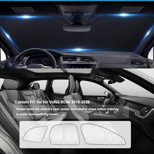 Image of KMF 8pcs Full Window Sun Shades Custom Fit for Volvo XC60 2018-2025 Accessories, Privacy Car Window Covers Sunshade for Windshield Side Rear, UV Block and Blackout for Car Camping /Baby