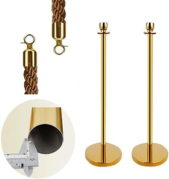 Barriers Stanchion Safety Security Barrier Belt Stanchion Posts Gold Easy Install Bearing Strong Not Easy Pour Round Base Safe and Secure Small Size, 11 Colors Goldd-93.5x32cm