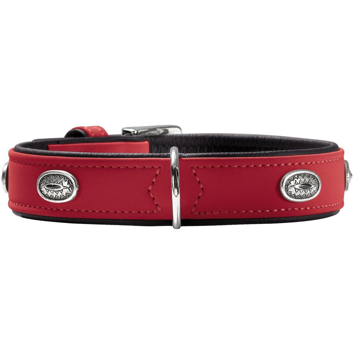 HUNTER Softie Stone Art-Nubuk Nickel Collar, 45/32 x 39 cm, X-Small, Red/Nappa Black