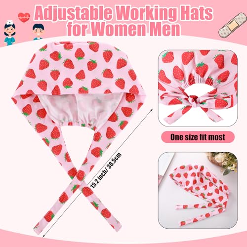 Image of Unittype 4 Pcs Nurse Caps for Women Nursing Working Caps with Button and Sweatband Adjustable Elastic Scrub Hats for Dentist
