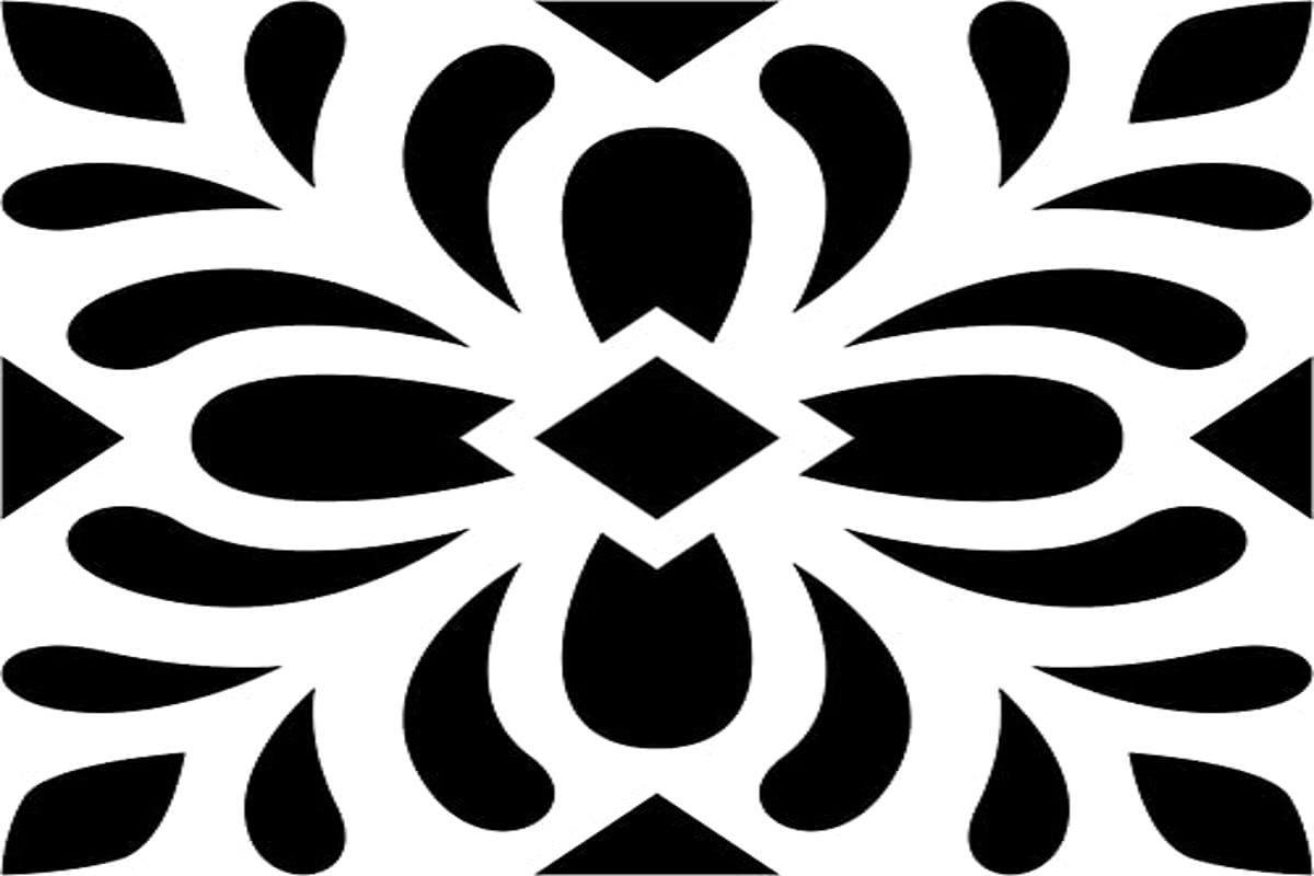 Artemio 15075005 Home Deco Stencil - Cement Tile, Leaves, Plastic, Black, 17.5 x 0.2 x 21.5 cm