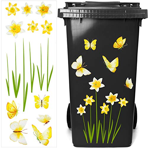 Outus Autocollants de Fleur de Poubelle à roulettes Autocollant Décoratif de Poubelle Autocollants de Fleur de Poubelle pour Décorations de Poubelles,...