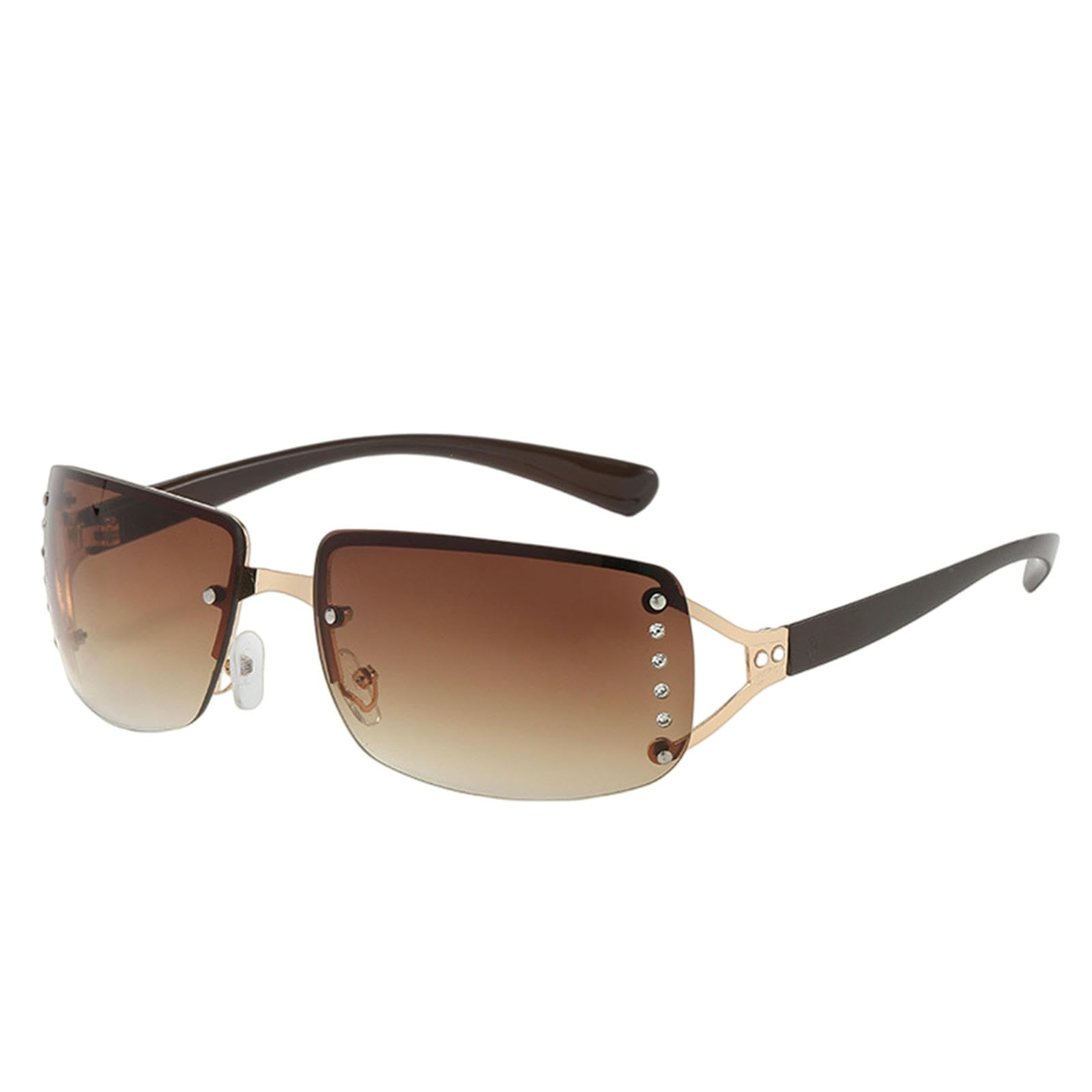 Gyios Sunglasses Mens Rimless Women's Sunglasses- Tea-gold Frame With Gradient Tea Lenses