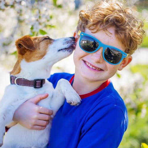 Nlieanuc Sonnenbrille Kinder 3-10 Jahre für Jungen Mädchen Polarisierte Kindersonnenbrille UV400 Schutz mit Gummi Rahmen