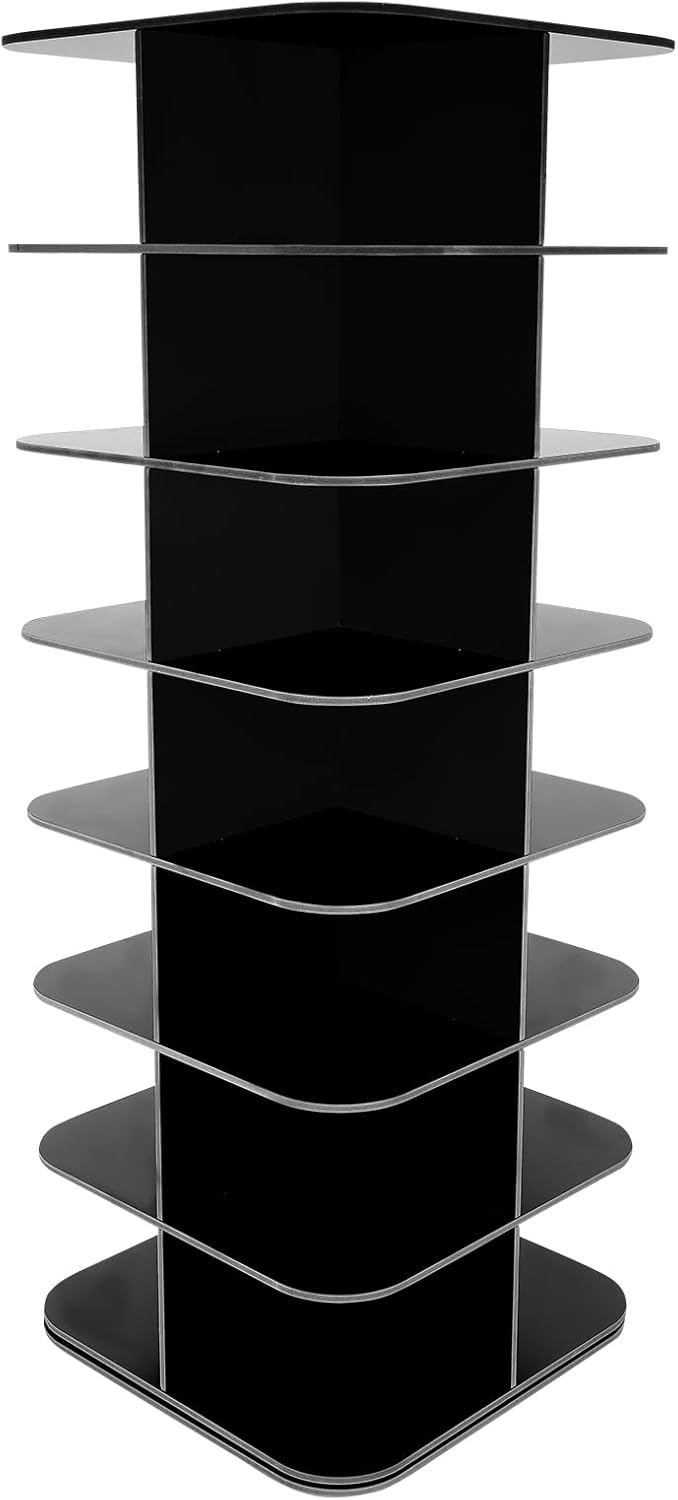 Eapmic Rotating Shoe Rack Tower, 7-Tier Free Standing Spinning Shoe Organizer 360° Revolving Shoe Rack,Multifunctional Space-Saving Entryway Cabinet for Shoes, Books (Square,7 Layer,Black,PVC)