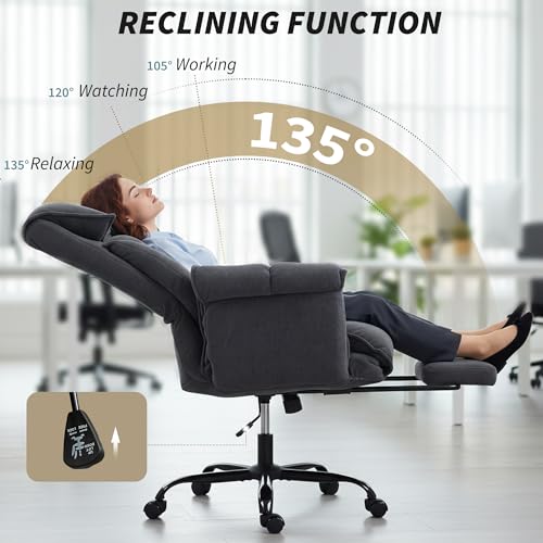 Image of HOMCOM Executive Office Chair with Footrest, Reclining Swivel Computer Desk Chair with High Back, Thick Cushion, Padded Armrest, Adjustable Height, Rolling Wheels, Dark Gray