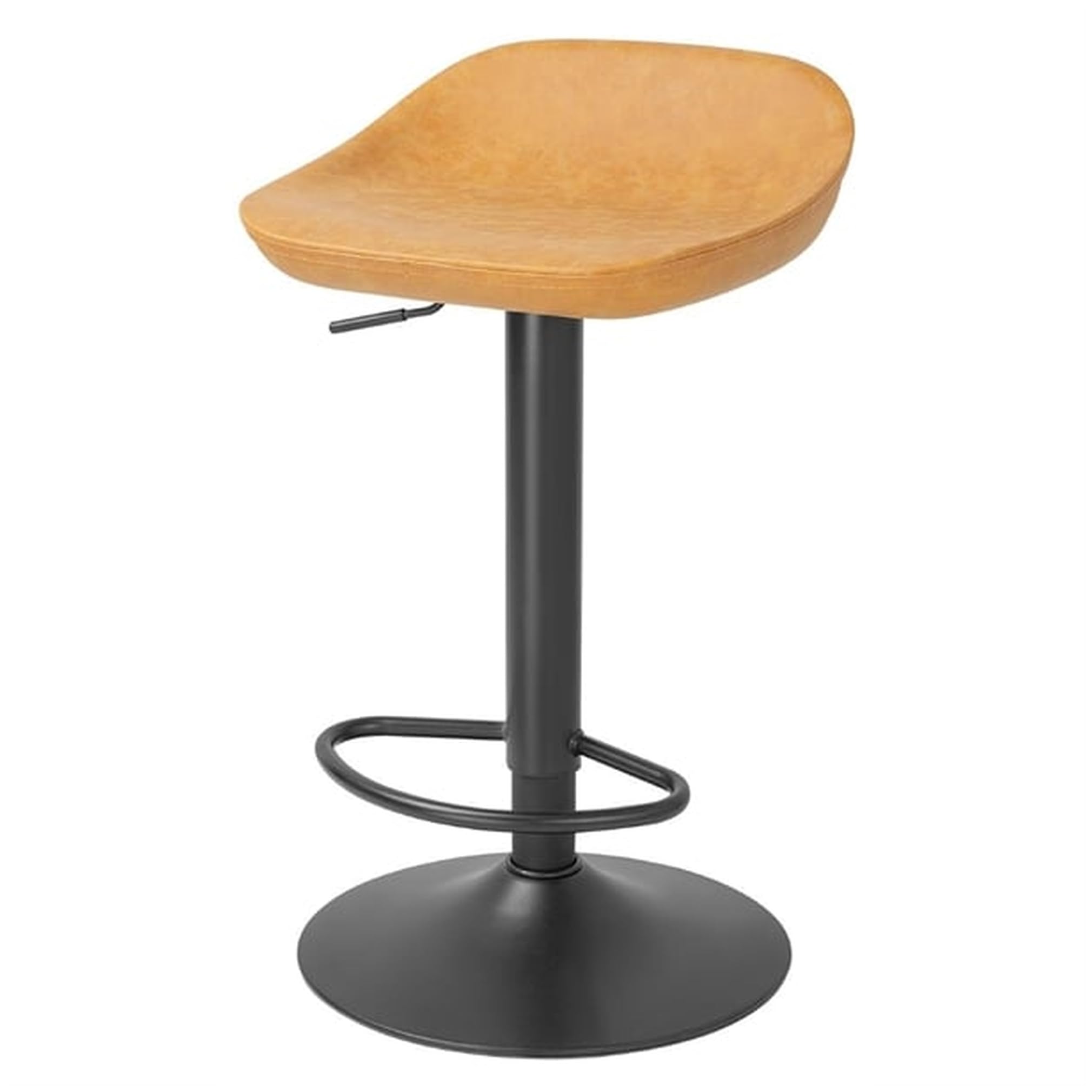 Taburete de bar Enzo Camel en poliuretano juego de 2 sillas altas para cocina y barra