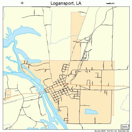 Large Street & Road Map of Logansport, Louisiana LA Printed poster