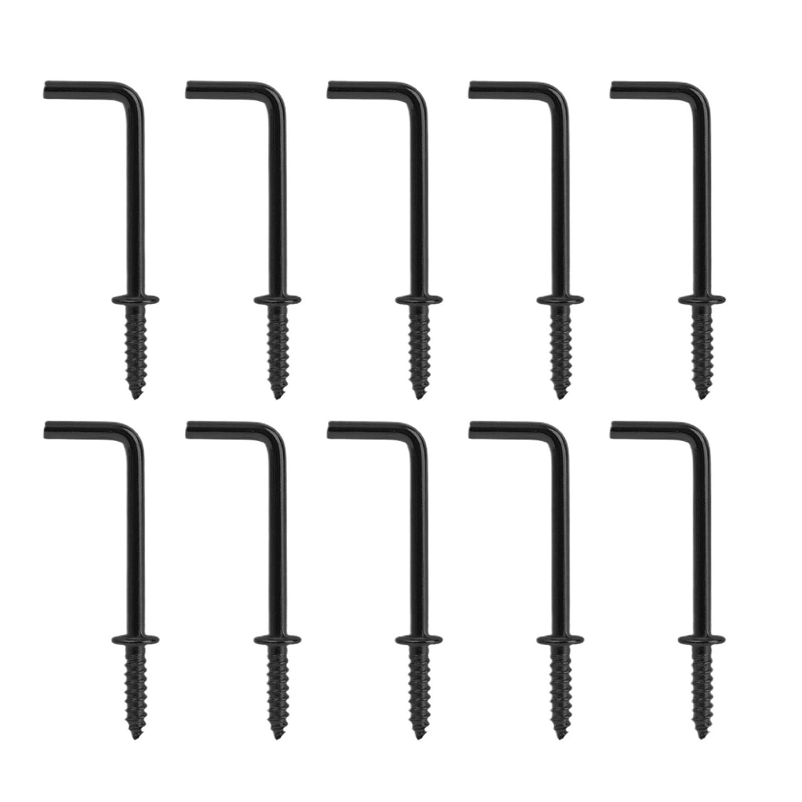 Cigpklo Black L Shaped Hooks Screw 10/100Pcs L Shape Screw Hooks Right Angle Self Tapping Screw-In Hook For Wall Hanging Cups Planters Keys(,50Pcs)