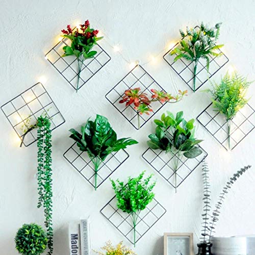 PIKIFY Wall Grid Panel Decorative Steel Hanging Art Display Photo (8"X8",Gold) Decorative Show Pieces Wall Mounted| Without Flowers (4) 2