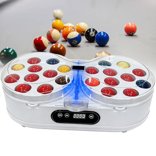 Limpiador de bolas de billar – Pulidor eléctrico de bolas de piscina con bandeja integrada para 16 bolas americanas / 22 de snooker, limpieza rápida en 2 minutos