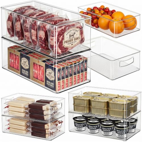 8-Pack-Freezer-Organizer-BinsStackableClear-Bins-for-FridgePantry 8 Pack Freezer Organizer Bins,Stackable,Clear Bins for Fridge,Pantry - Image 1