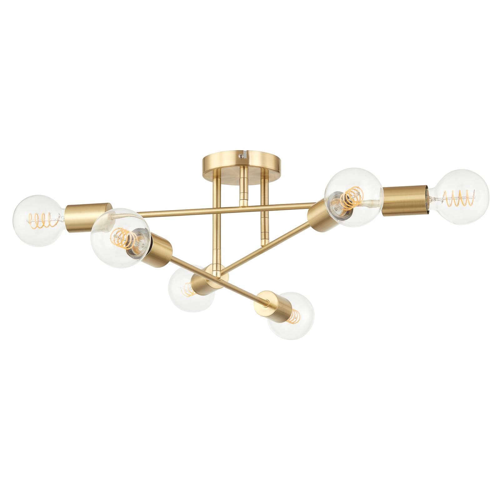 Lindby lámpara de techo en oro, plafón | lámpara de salón, e27, 6 bombillas, moderno para comedor, pasillo, dormitorio, sala de estar, salón