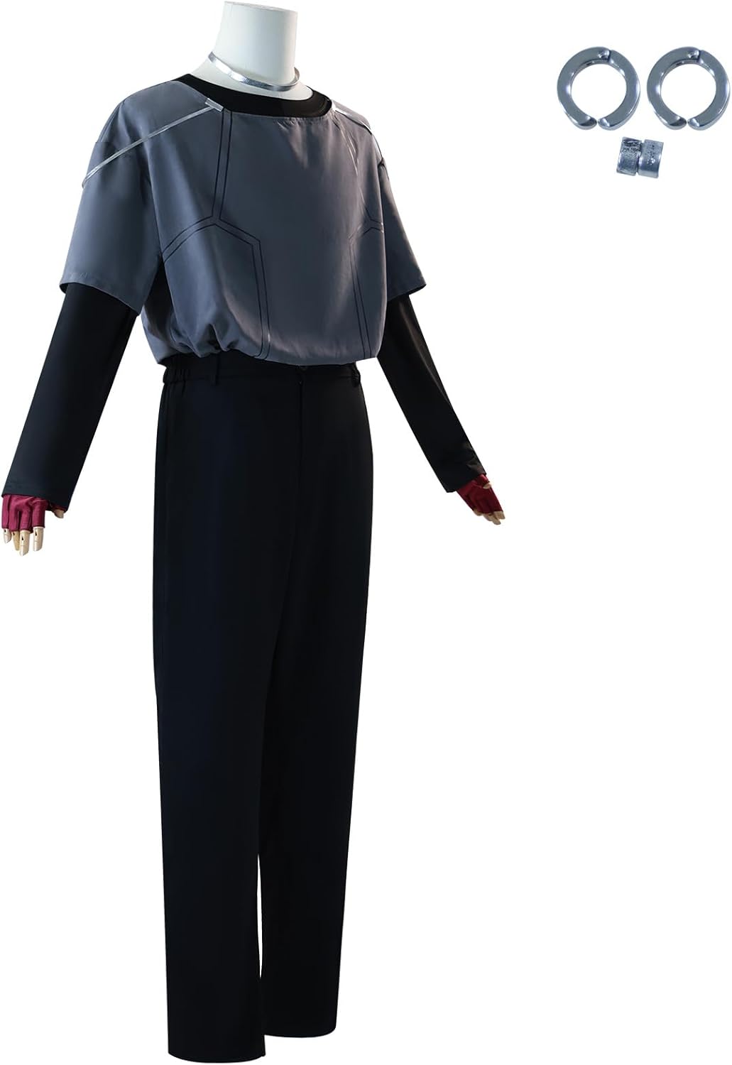 Men Cosplay Costume Adult Grey Hoodie Full Set Costume Halloween Uniform