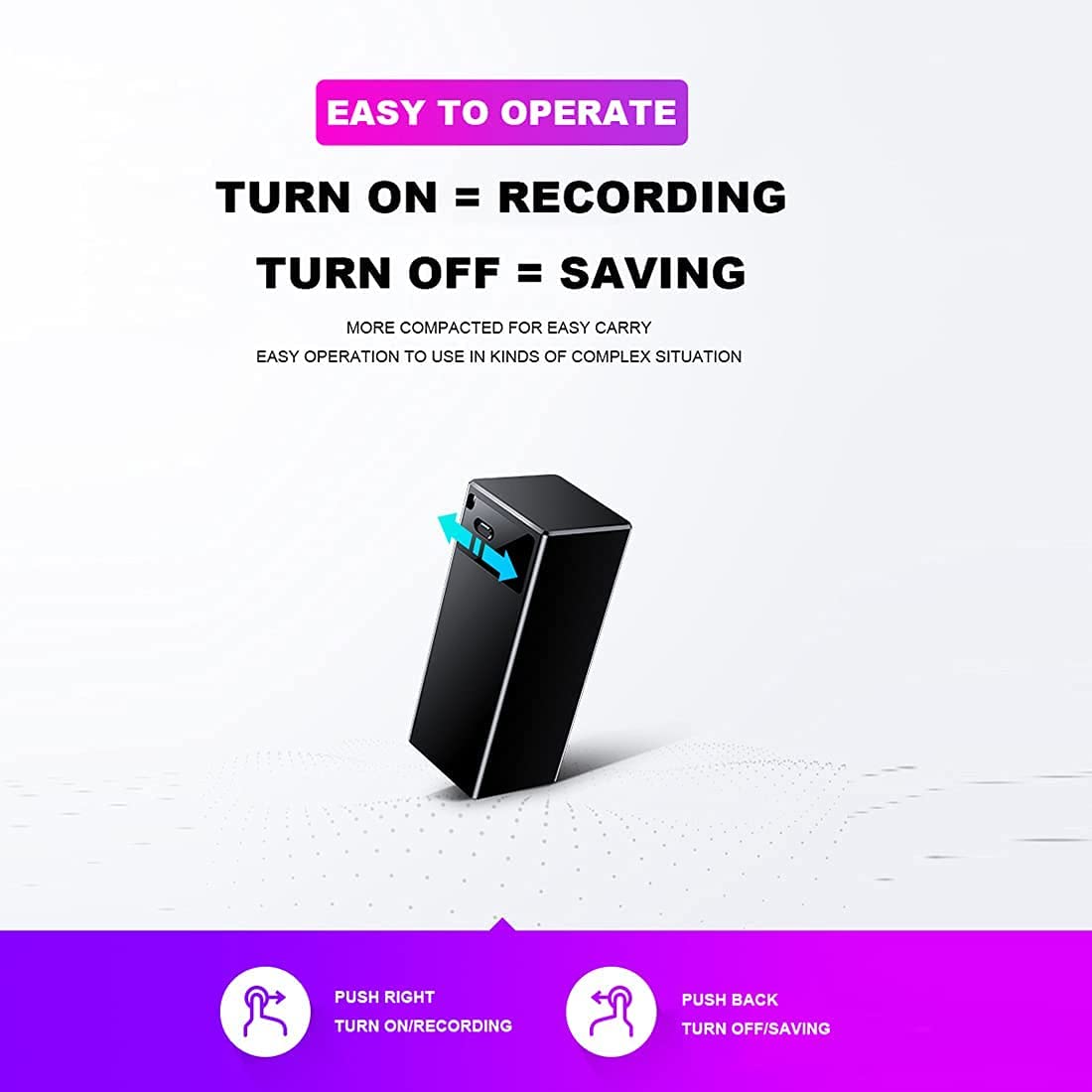 MAYUMI Audio Records for Home/Office/Class/Interviews/Car | Continuous Recording up to 15 Days with Single Charge, MP3 | 32GB Voice Activated Recorder with The Longest Battery Life 3